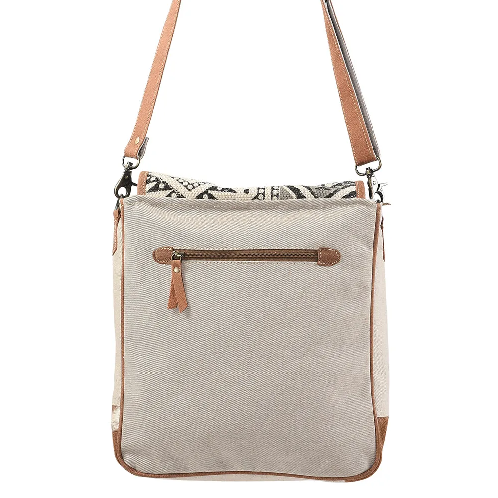 KB173 - KB173-MESSENGER Real Cowhide Leather and Upcycled Canvas Ladies Bag 13 x 12 - KB173