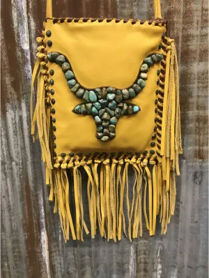 KurtMen Mustard Longhorn Crossbody Bag