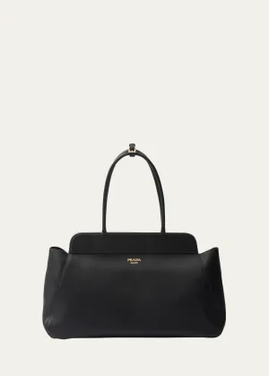 Large Grain Leather Top-Handle Bag
