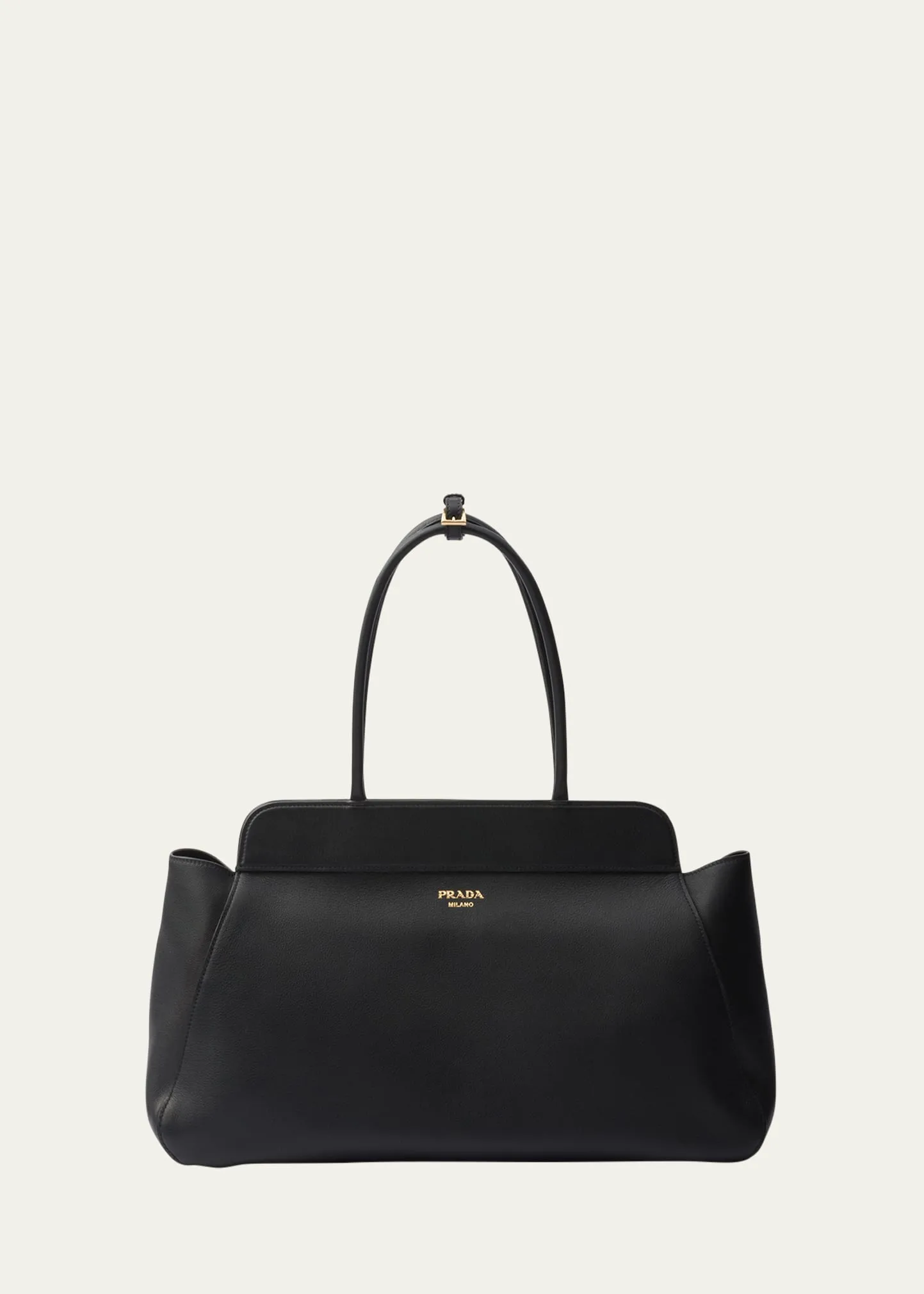 Large Grain Leather Top-Handle Bag