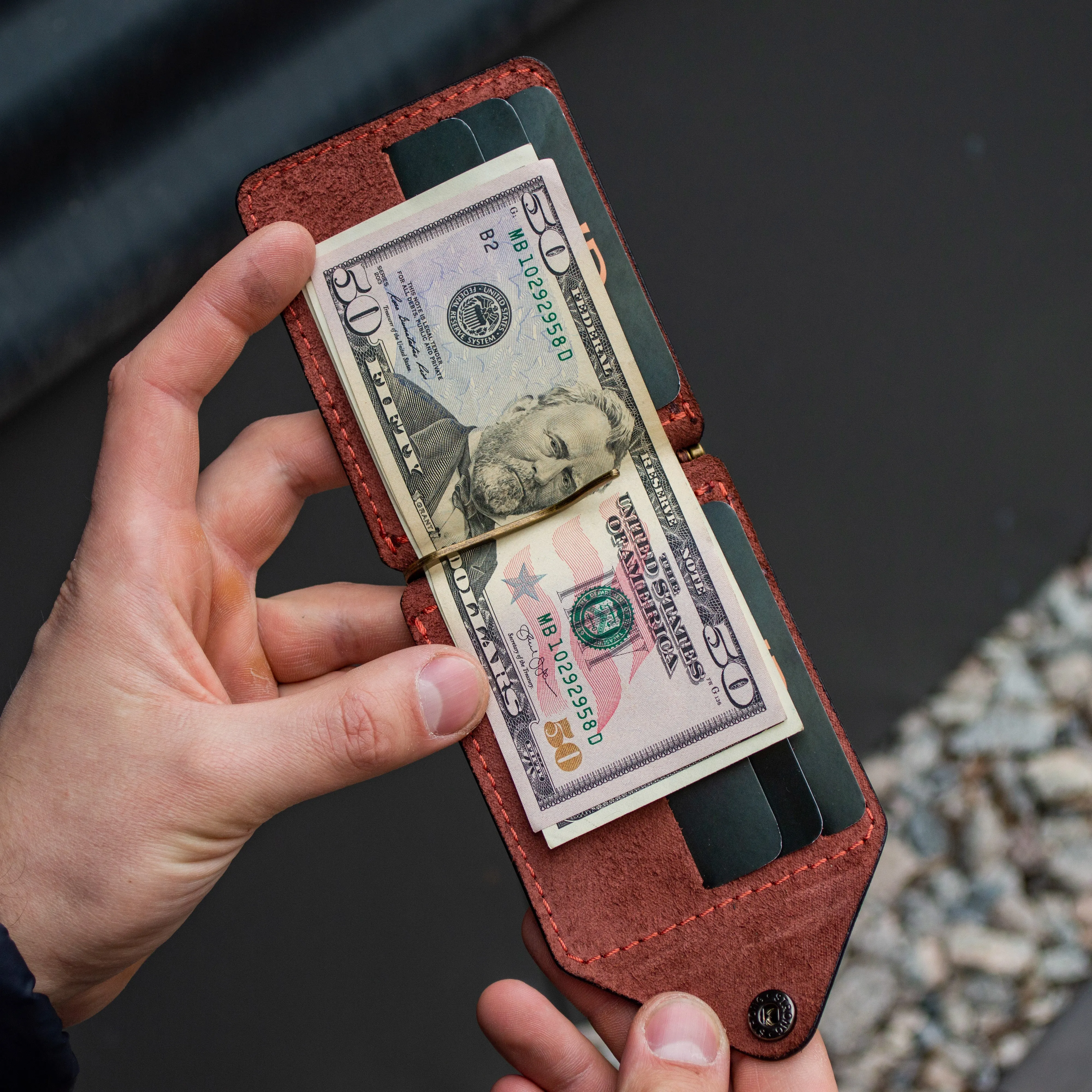 Leather Money Clip, Small leather wallet,Full Grain Leather Money Clip, Gift for Men, Minimalist Wallet with Credit Card Holder,
