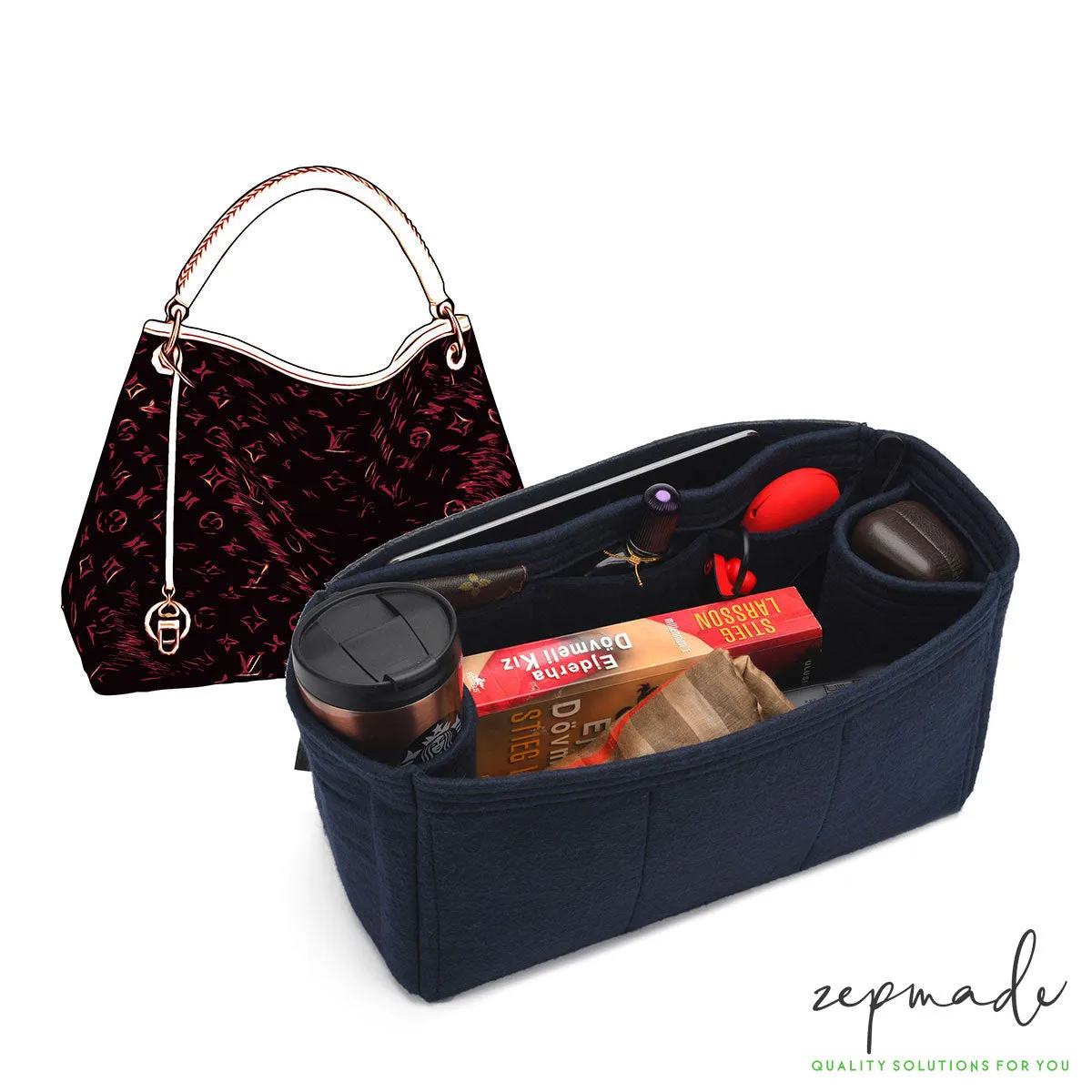 Louis Vuitton Artsy Organizer Insert, Bag Organizer with Double Bottle Holders