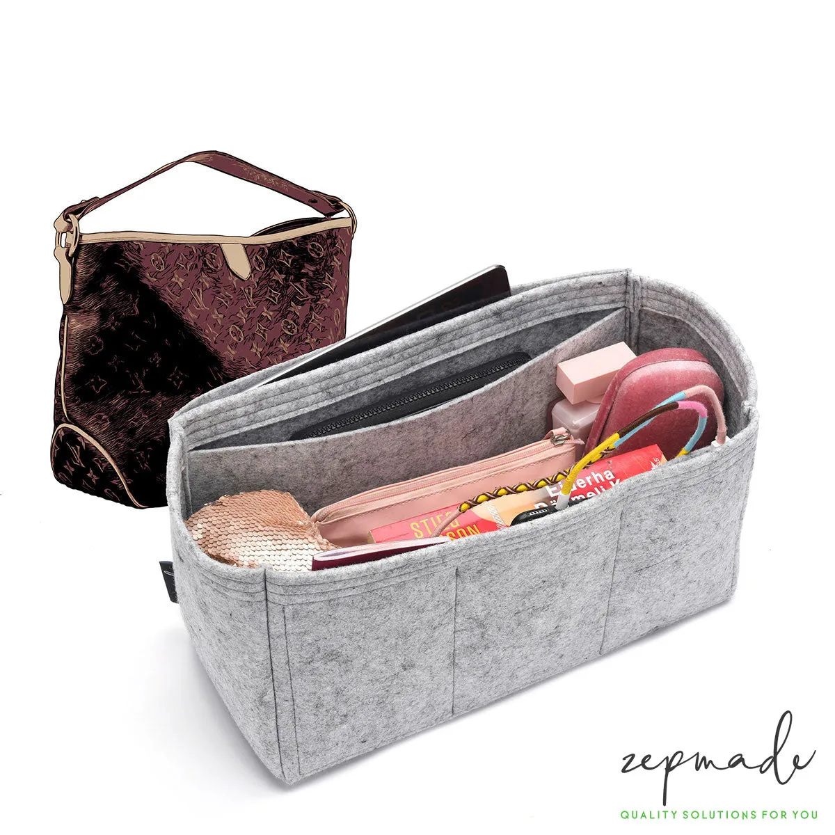 Louis Vuitton Delightful Organizer Insert, Classic Model Bag Organizer with Ipad Pocket