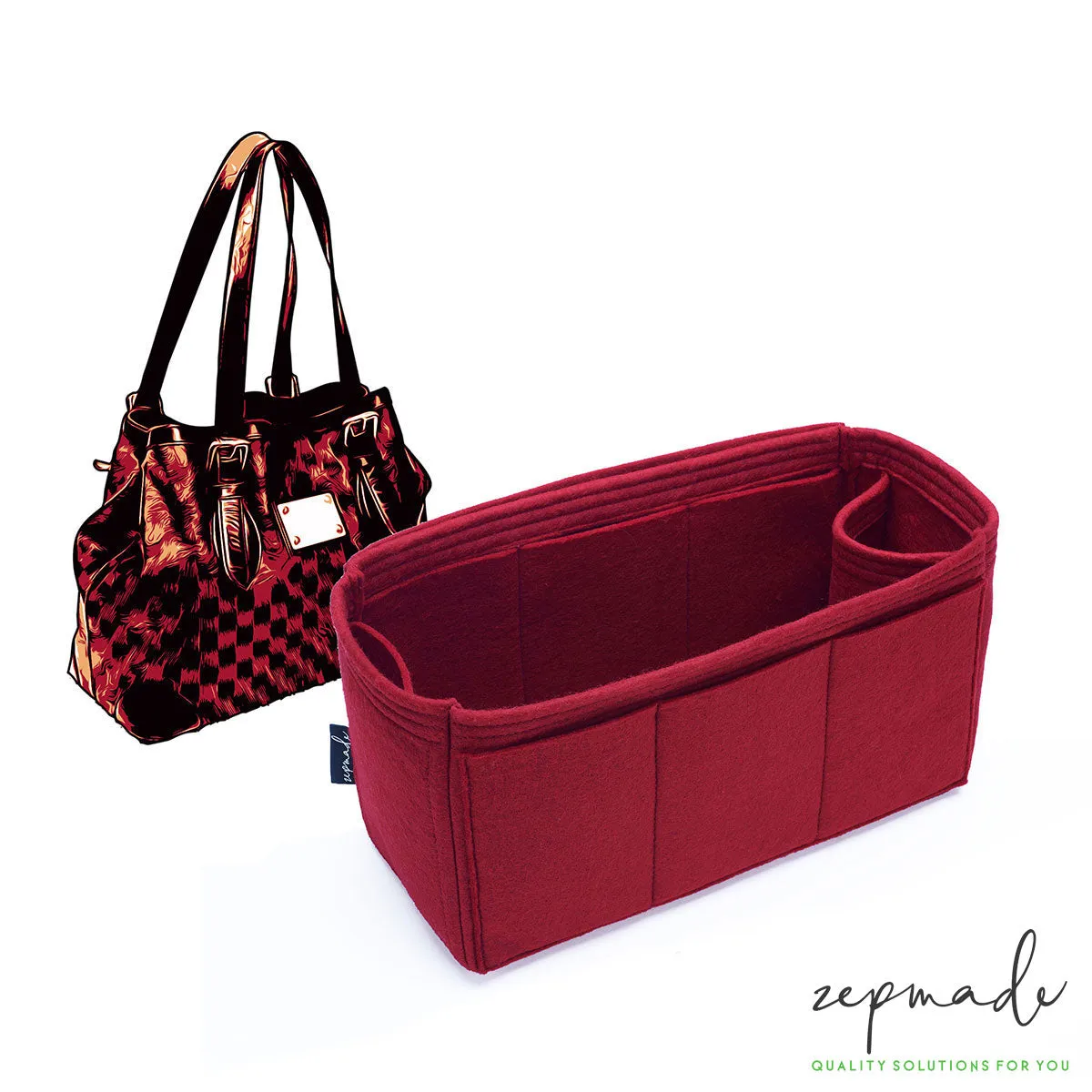 Louis Vuitton Hampstead GM Purse Organizer Insert, Bag Organizer with Single Bottle Holder and Exterior Pockets