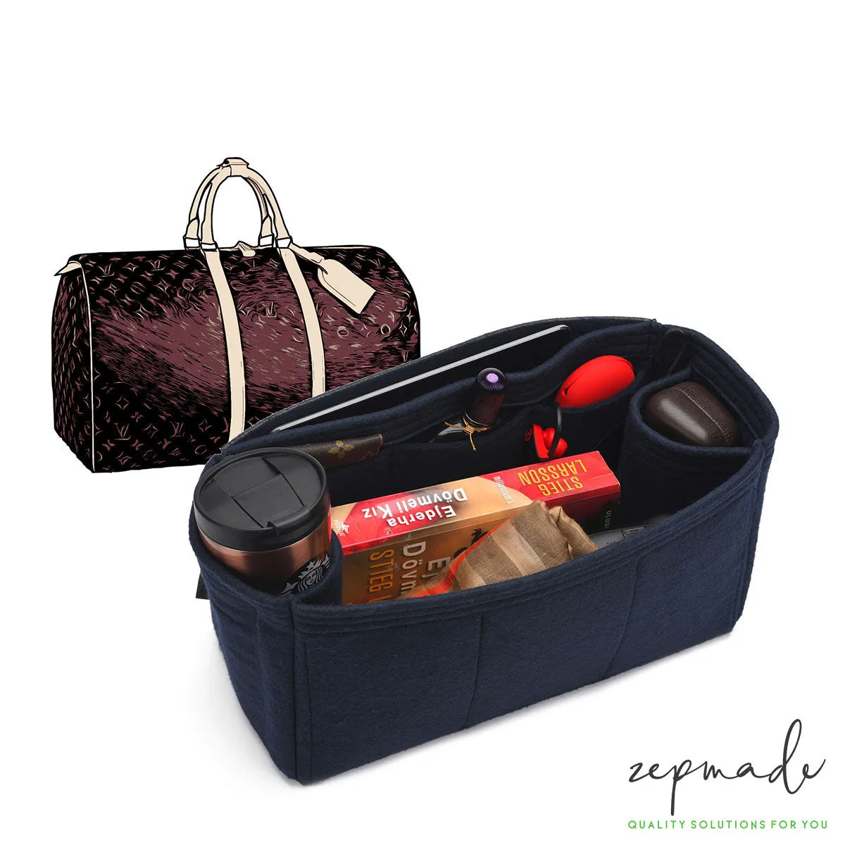 Louis Vuitton Keepall Organizer Insert, Bag Organizer with Double Bottle Holders