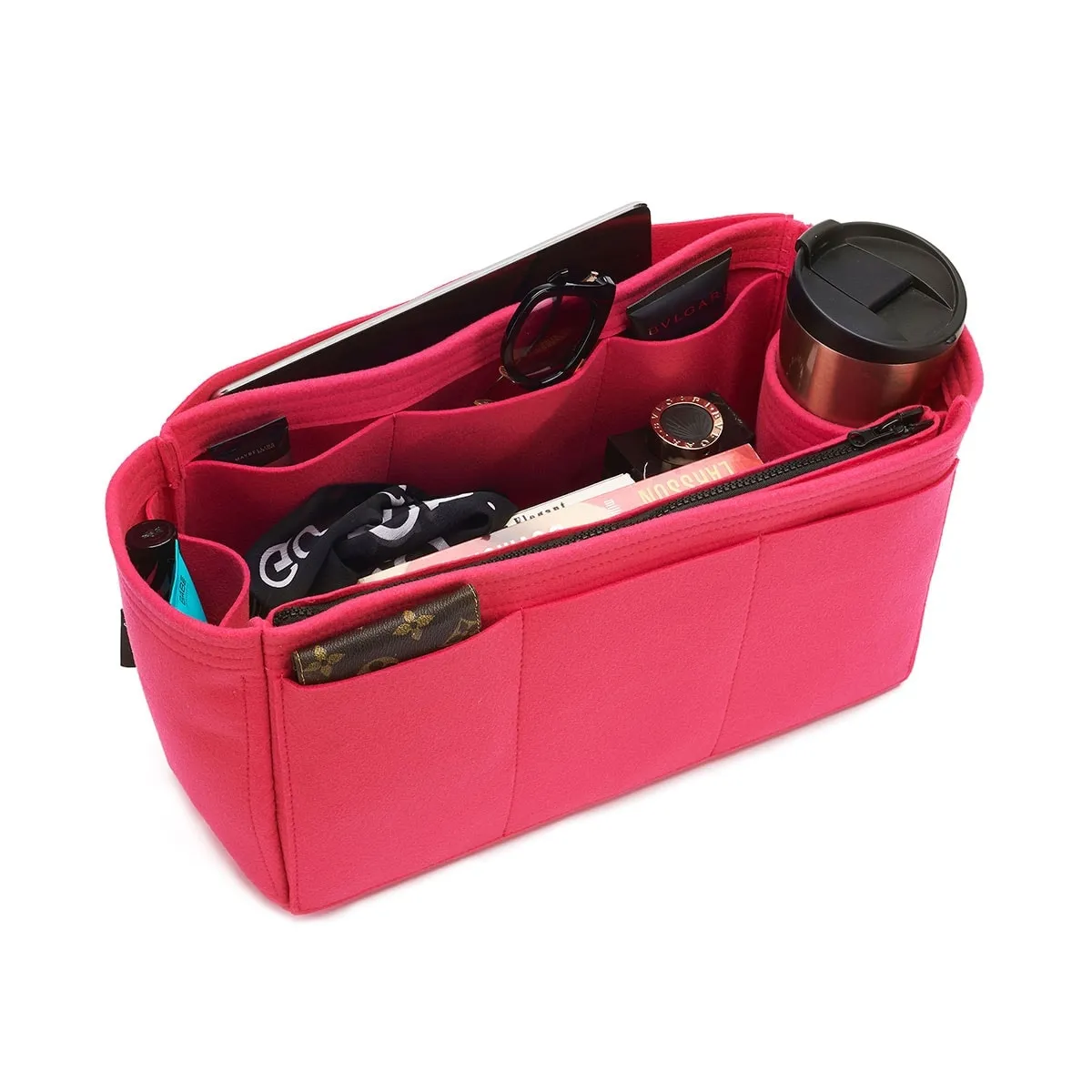 Louis Vuitton Neverfull Organizer Insert, Bag Organizer with Zipper Side Pouch and Single Bottle Holder