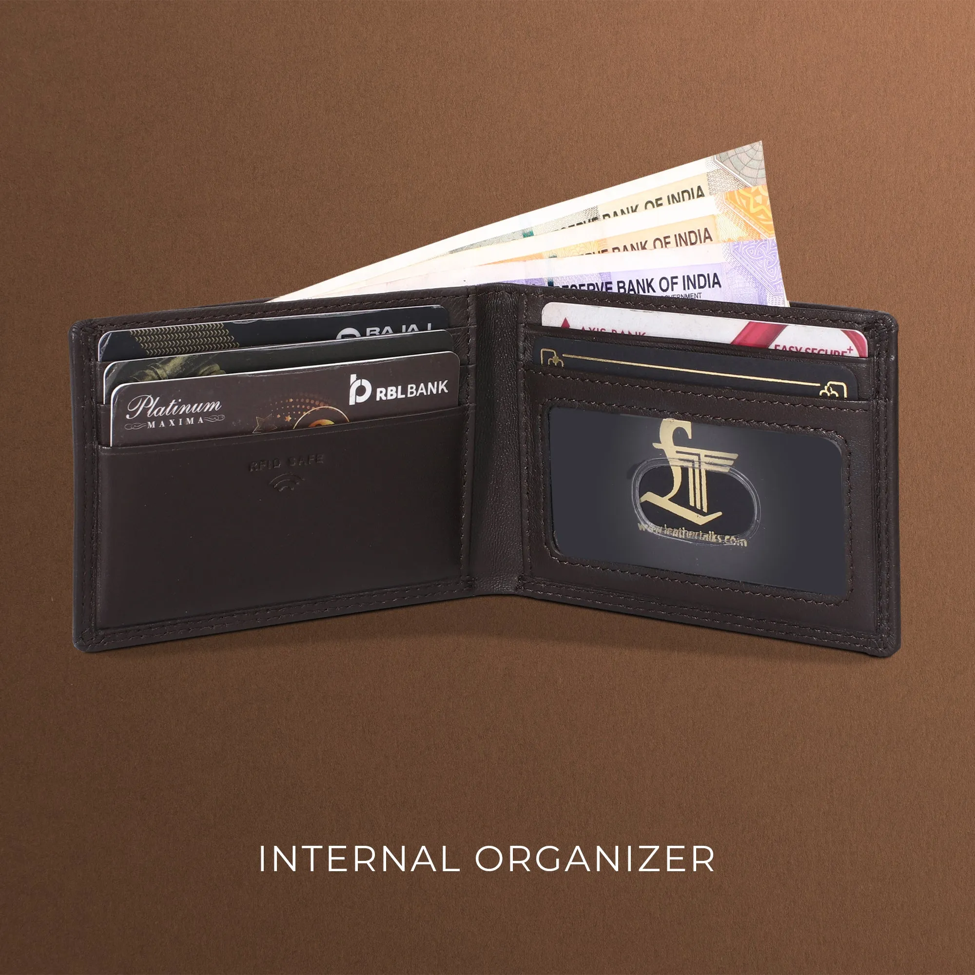 Lucas Bifold Slim Wallet | Pure Leather Wallet for Men | Male Leather Wallet| Color: Brown, Black & Blue