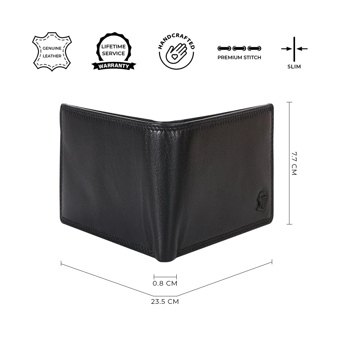 Lucas Bifold Slim Wallet | Pure Leather Wallet for Men | Male Leather Wallet| Color: Brown, Black & Blue