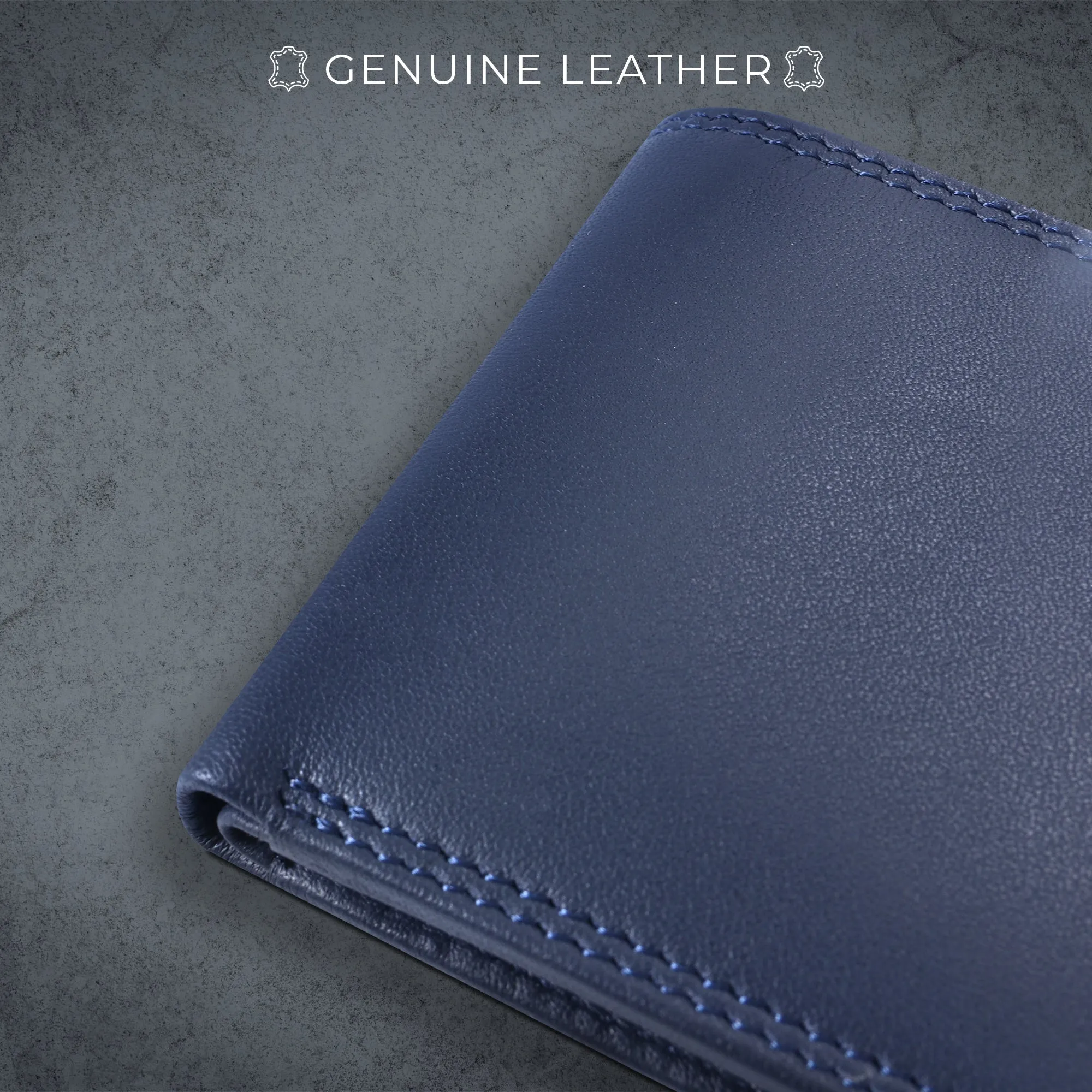 Lucas Bifold Slim Wallet | Pure Leather Wallet for Men | Male Leather Wallet| Color: Brown, Black & Blue