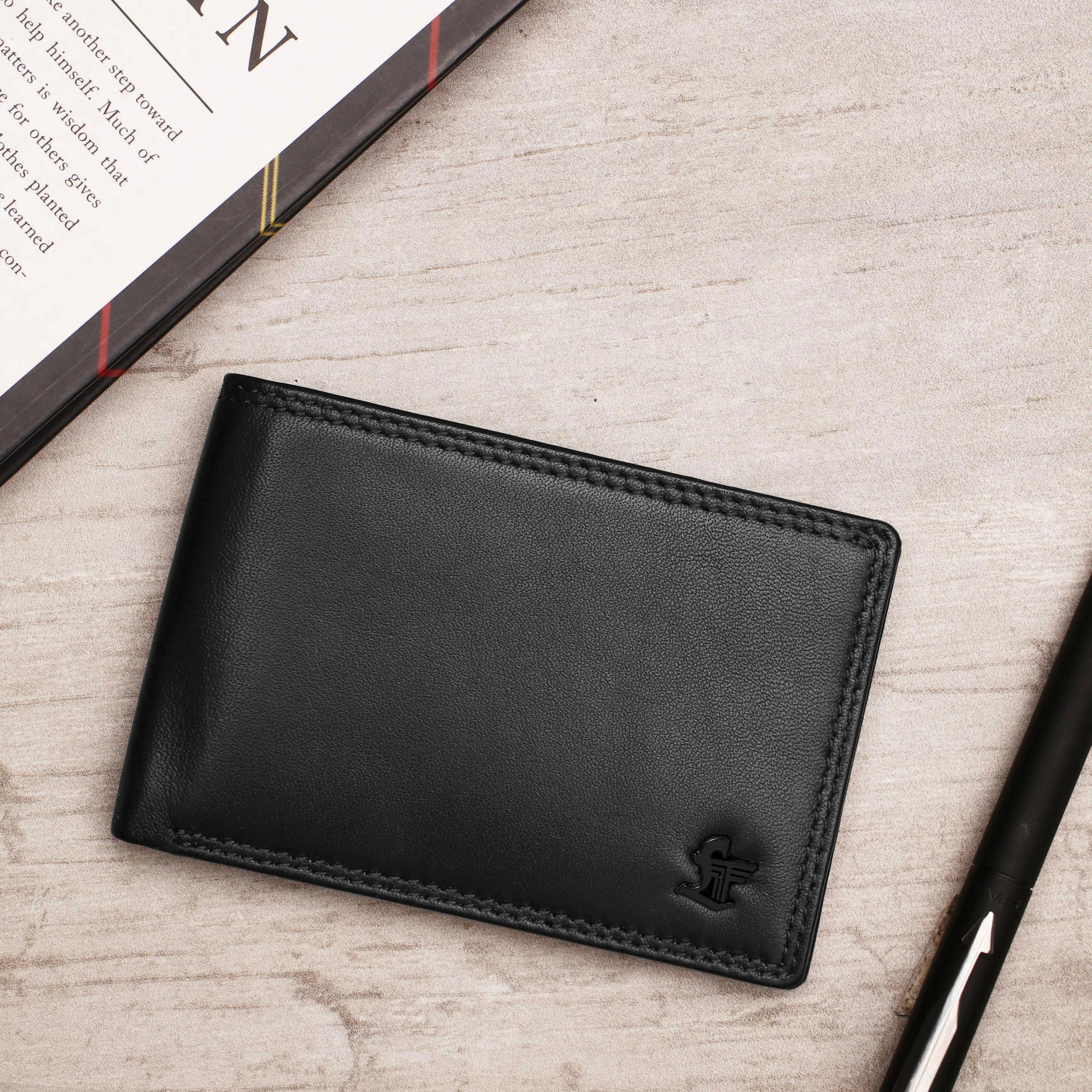 Lucas Bifold Slim Wallet | Pure Leather Wallet for Men | Male Leather Wallet| Color: Brown, Black & Blue