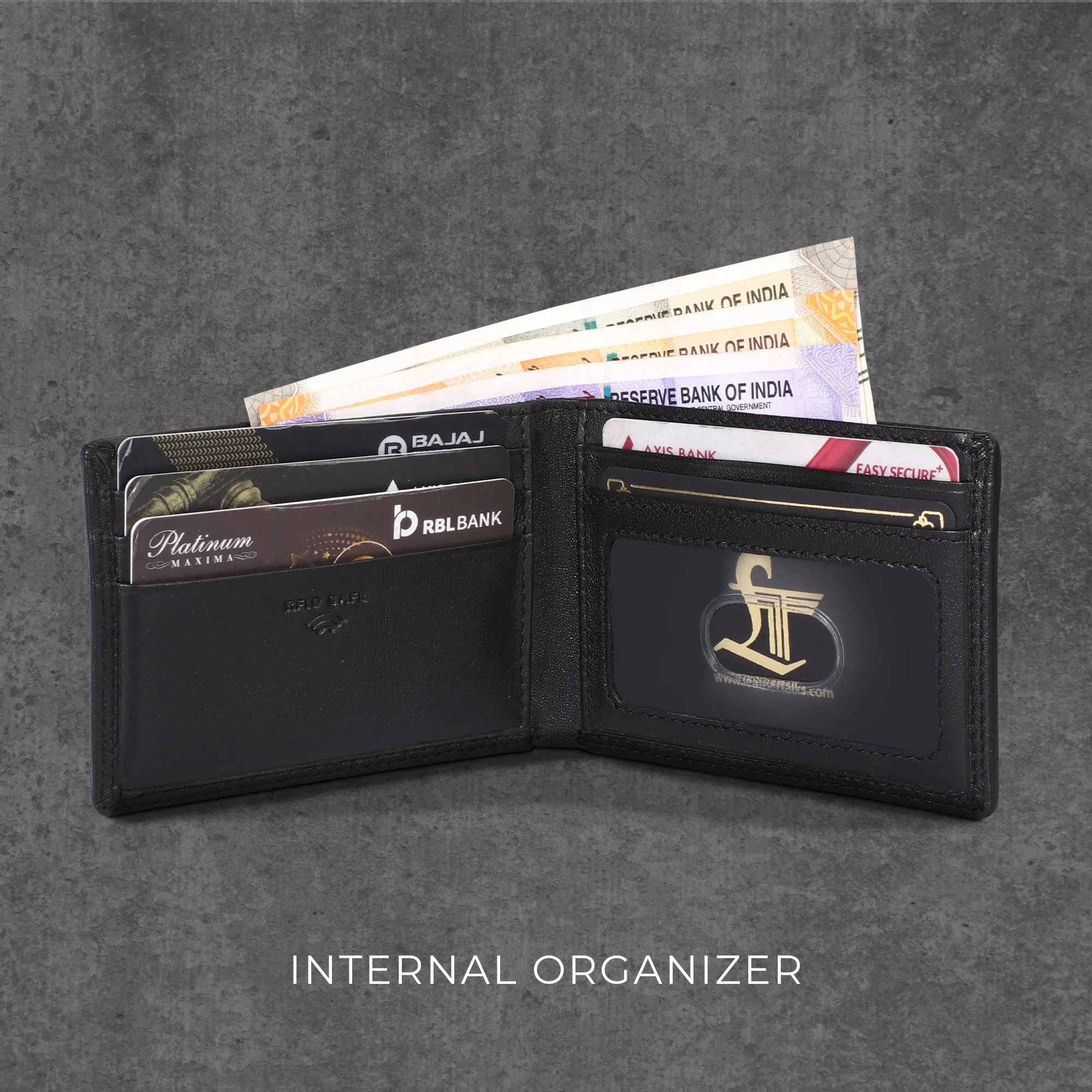 Lucas Bifold Slim Wallet | Pure Leather Wallet for Men | Male Leather Wallet| Color: Brown, Black & Blue