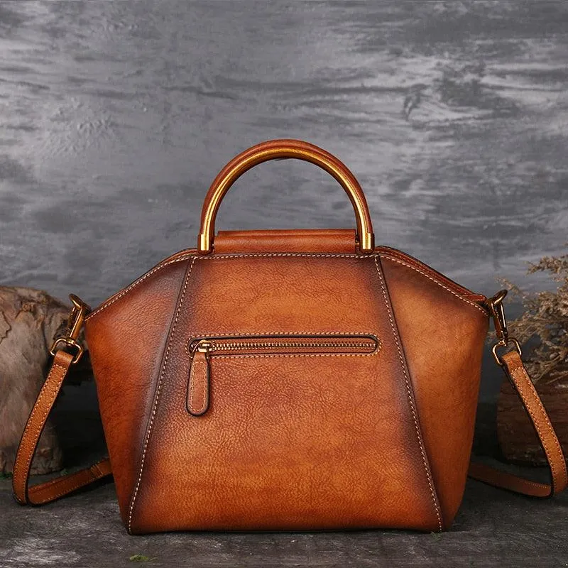 Luxury Women Genuine Leather Handbags Ladies Retro Elegant Shoulder Messenger Bag Cow Leather Handmade Womans Bags
