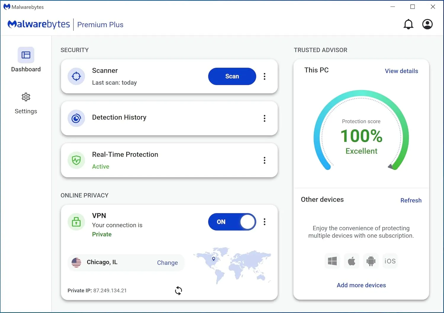Malwarebytes Premium   Privacy VPN bundle | 1 Year, 2 Devices | Windows, Mac OS, Android, Apple iOS, Chrome [Online Code]