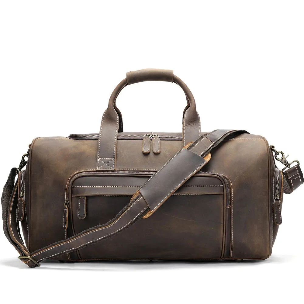 MARRANT 1133 Handmade Crazy Horse Leather Duffle Bags Large Men Travel Weekender Overnight Bag Genuine Leather Travel Bag