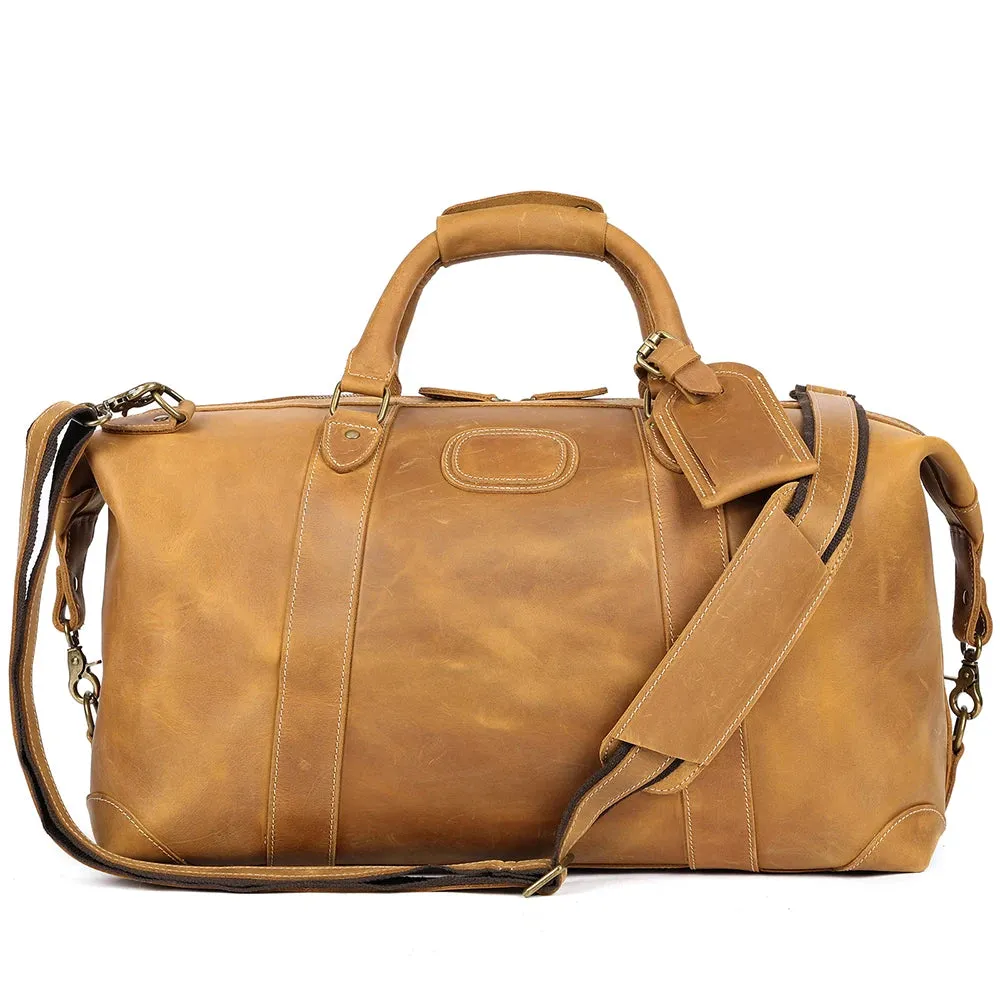 MARRANT 1133 Handmade Crazy Horse Leather Duffle Bags Large Men Travel Weekender Overnight Bag Genuine Leather Travel Bag