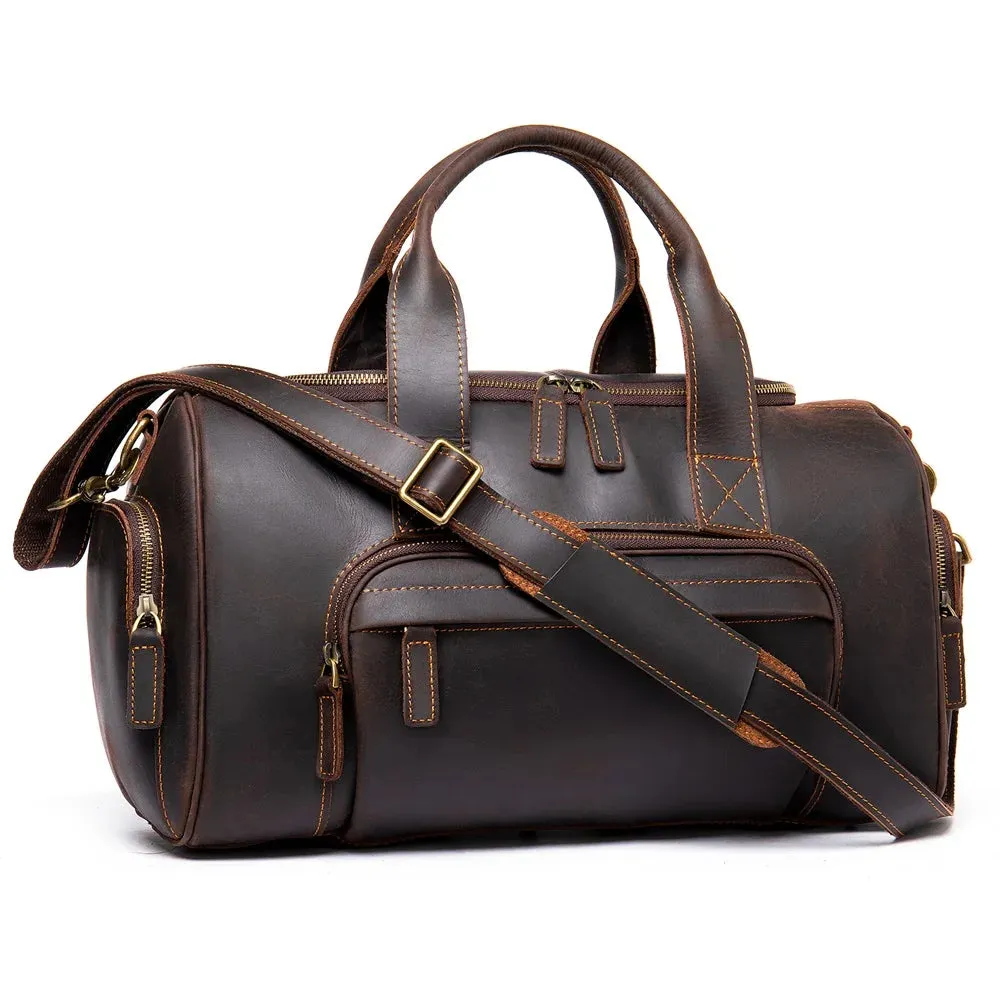 MARRANT 1133 Handmade Crazy Horse Leather Duffle Bags Large Men Travel Weekender Overnight Bag Genuine Leather Travel Bag
