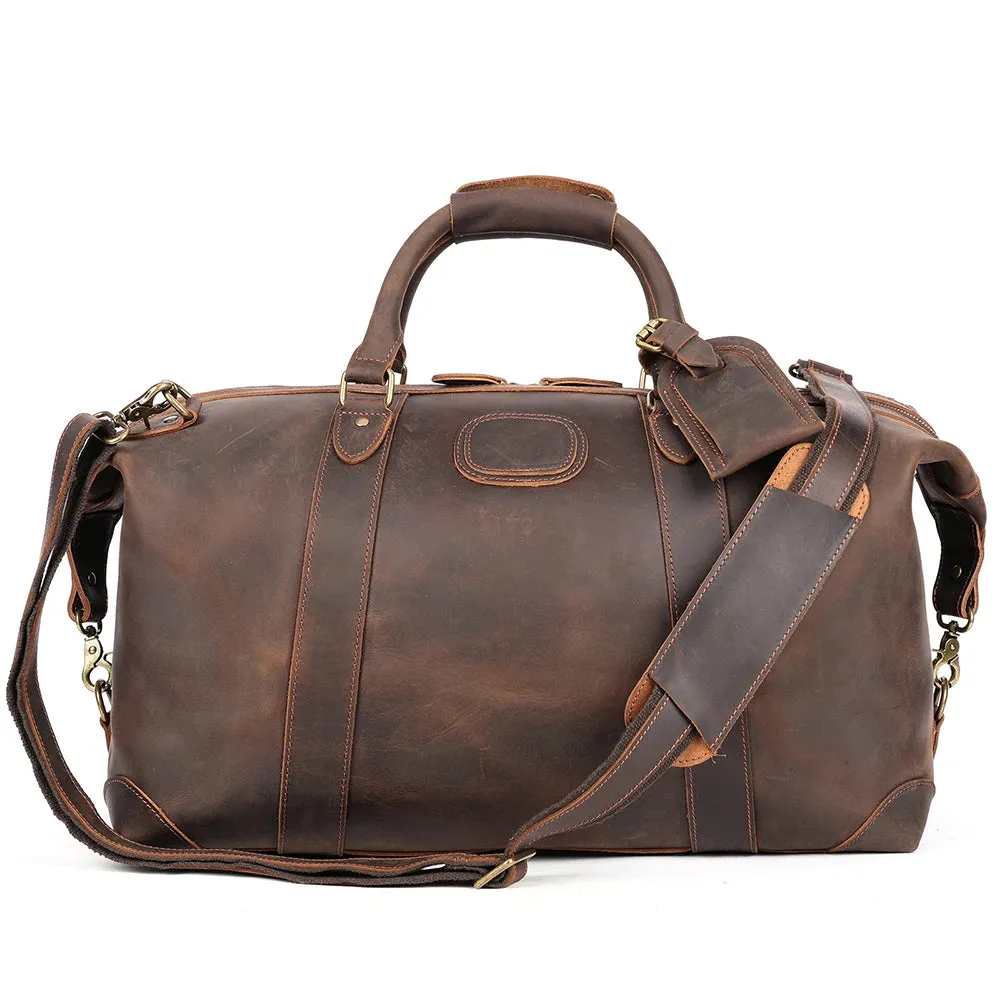 MARRANT 1133 Handmade Crazy Horse Leather Duffle Bags Large Men Travel Weekender Overnight Bag Genuine Leather Travel Bag