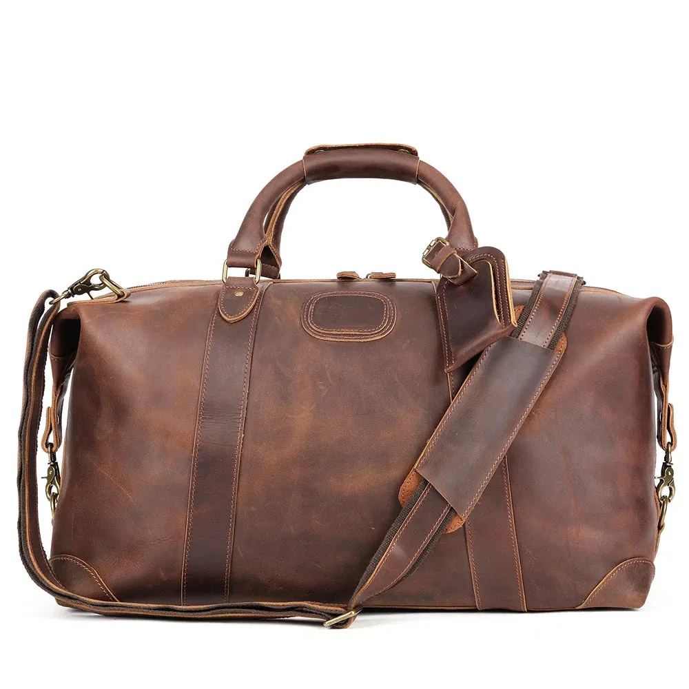 MARRANT 1133 Handmade Crazy Horse Leather Duffle Bags Large Men Travel Weekender Overnight Bag Genuine Leather Travel Bag
