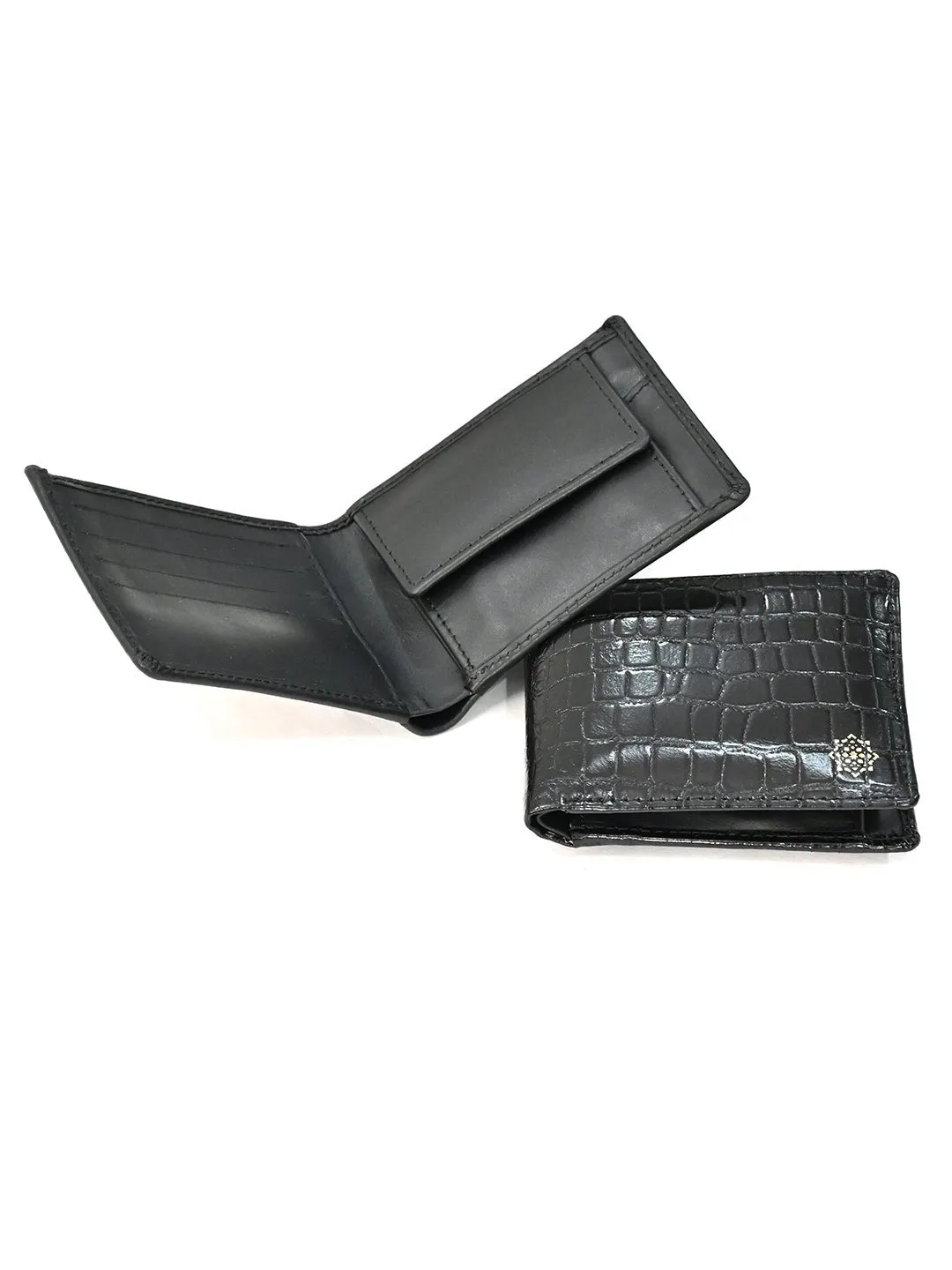 MEN BLACK TEXTURED GENUINE LEATHER WALLET