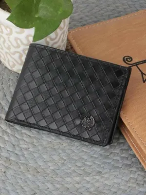 Men Ethnic ,Trendy Black Genuine Leather Wallet (4 Card Slots)