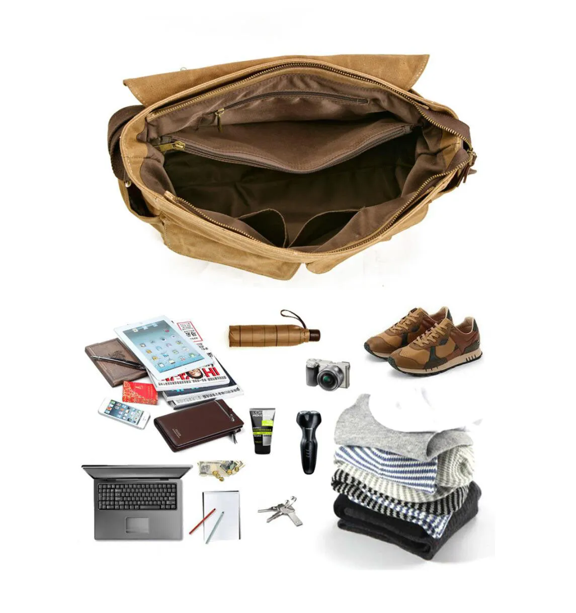 Men's Canvas Messsenger Bag Shoulder Briefcase Bag Vintage Business Bag Waterproof Bag Casual Commuter Bag For Him