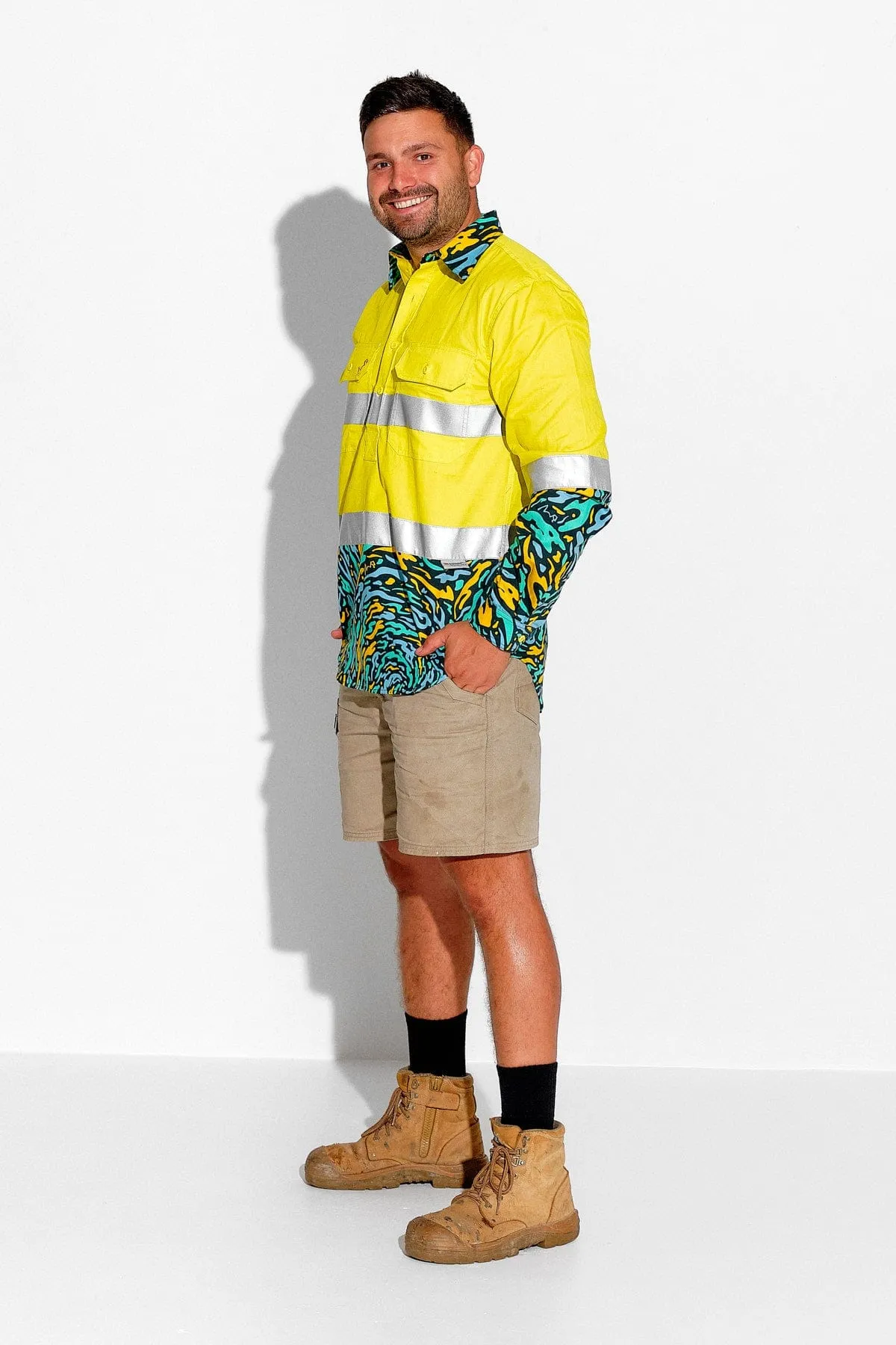 Men's Spun Out Yellow Day/Night Hi Vis Workshirt