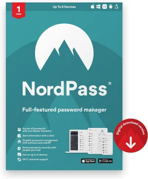NordPass Premium, Unlimited Devices, 1-Year, Password Manager, Digital Code