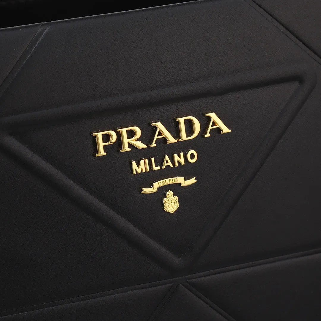 PD226  Large Leather Prada Symbole Bag with Topstitching / 15.3x12.2x3.9inch
