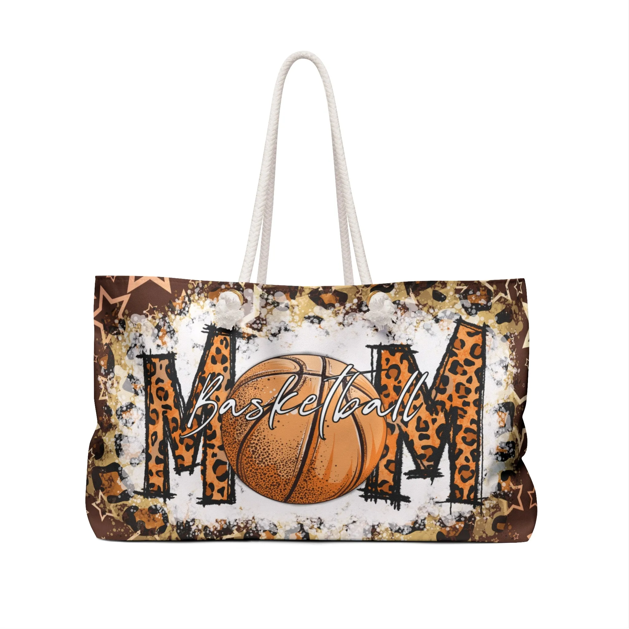 Personalised/Non-Personalised Weekender Bag, Basketball Mum/Mom, Cow, Large Weekender Bag, Beach Bag, Book Bag