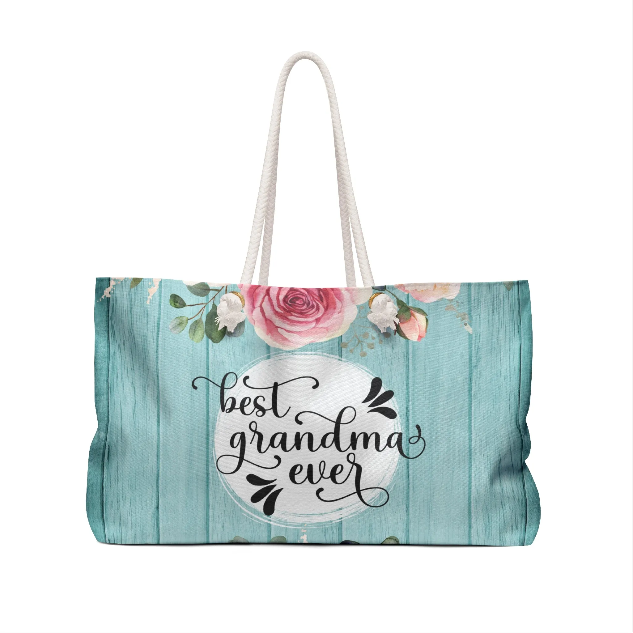Personalised/Non-Personalised Weekender Bag, Floral, Best Grandma, Large Weekender Bag, Beach Bag, Book Bag