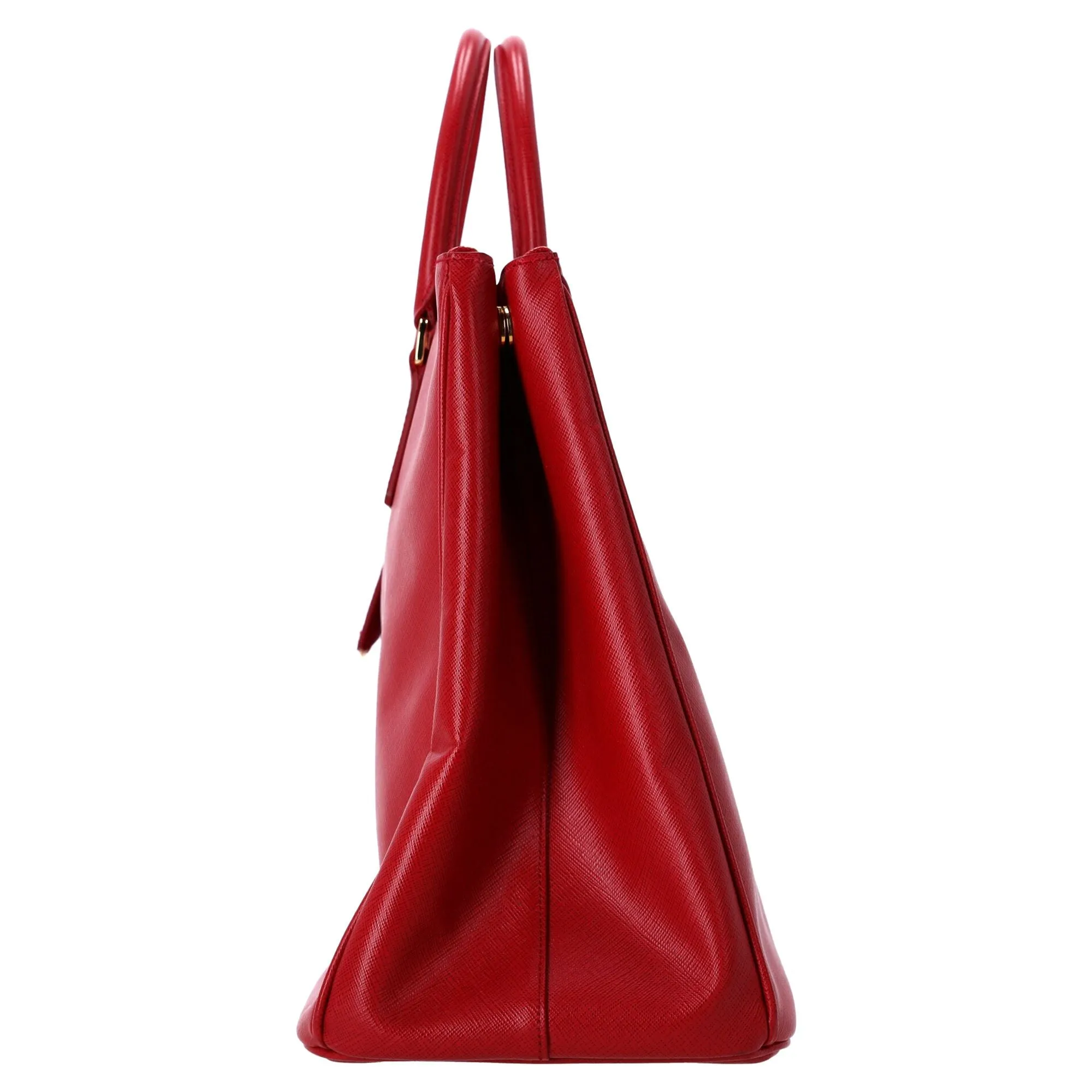 Prada Extra Large Galleria Hand Bag in Red Saffiano Leather