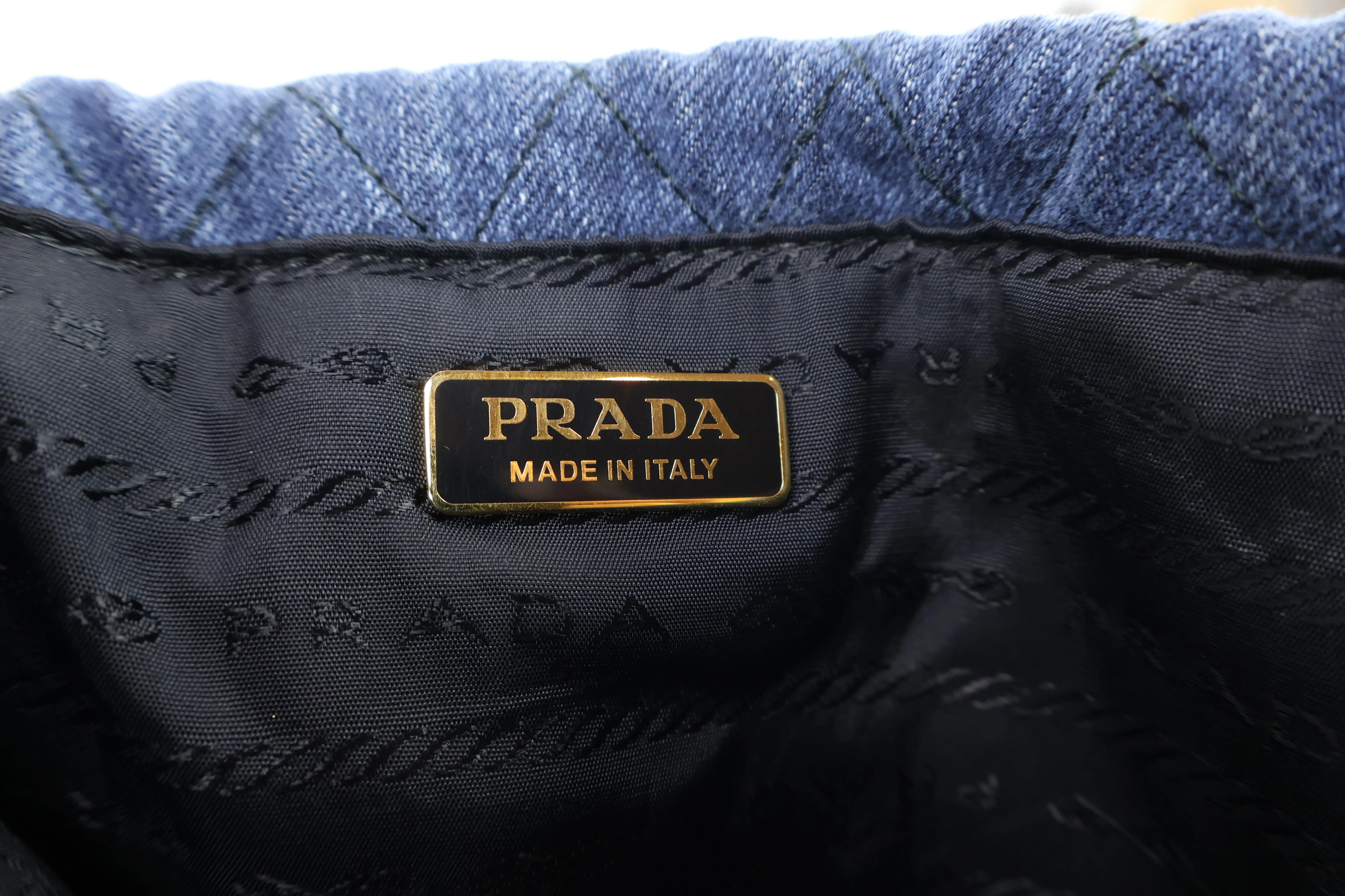 Prada Pouch Denim Impuntura Blue Black