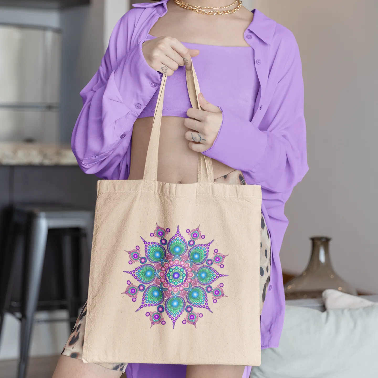 Purple Mandala Tote Bag