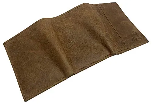 RFID Genuine Leather Slim Mens Trifold Wallet With ID Window Front Pocket USA Series Wallet Gift Box
