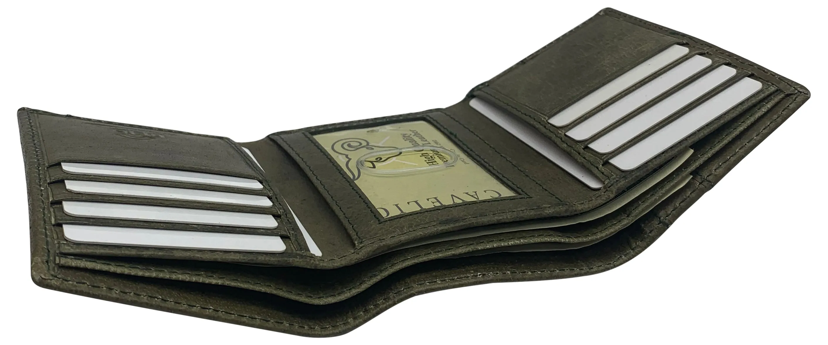 RFID Genuine Leather Slim Mens Trifold Wallet With ID Window Front Pocket USA Series Wallet Gift Box
