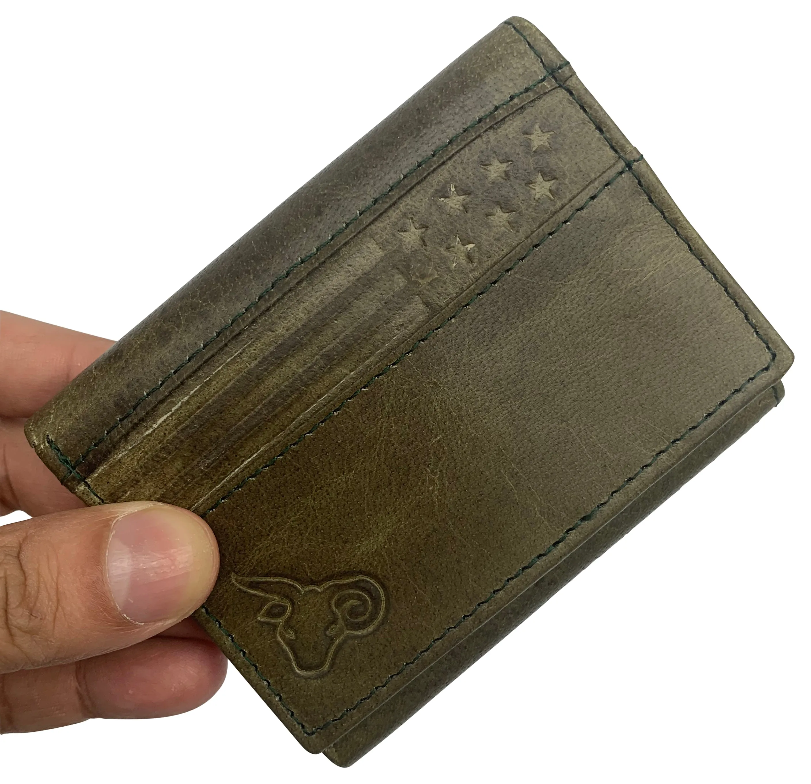 RFID Genuine Leather Slim Mens Trifold Wallet With ID Window Front Pocket USA Series Wallet Gift Box