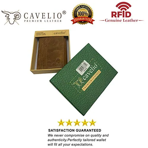 RFID Genuine Leather Slim Mens Trifold Wallet With ID Window Front Pocket USA Series Wallet Gift Box
