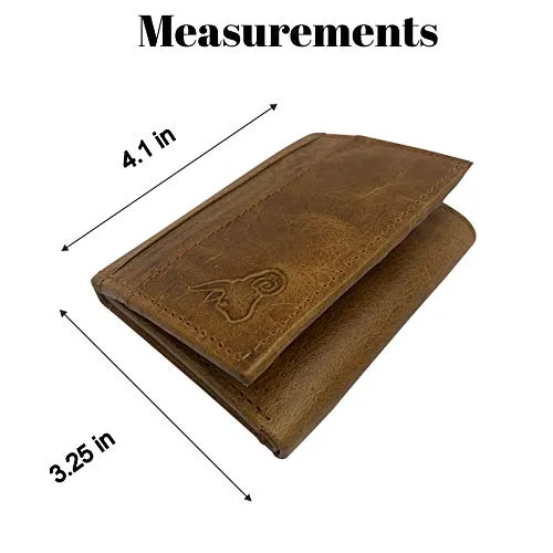 RFID Genuine Leather Slim Mens Trifold Wallet With ID Window Front Pocket USA Series Wallet Gift Box