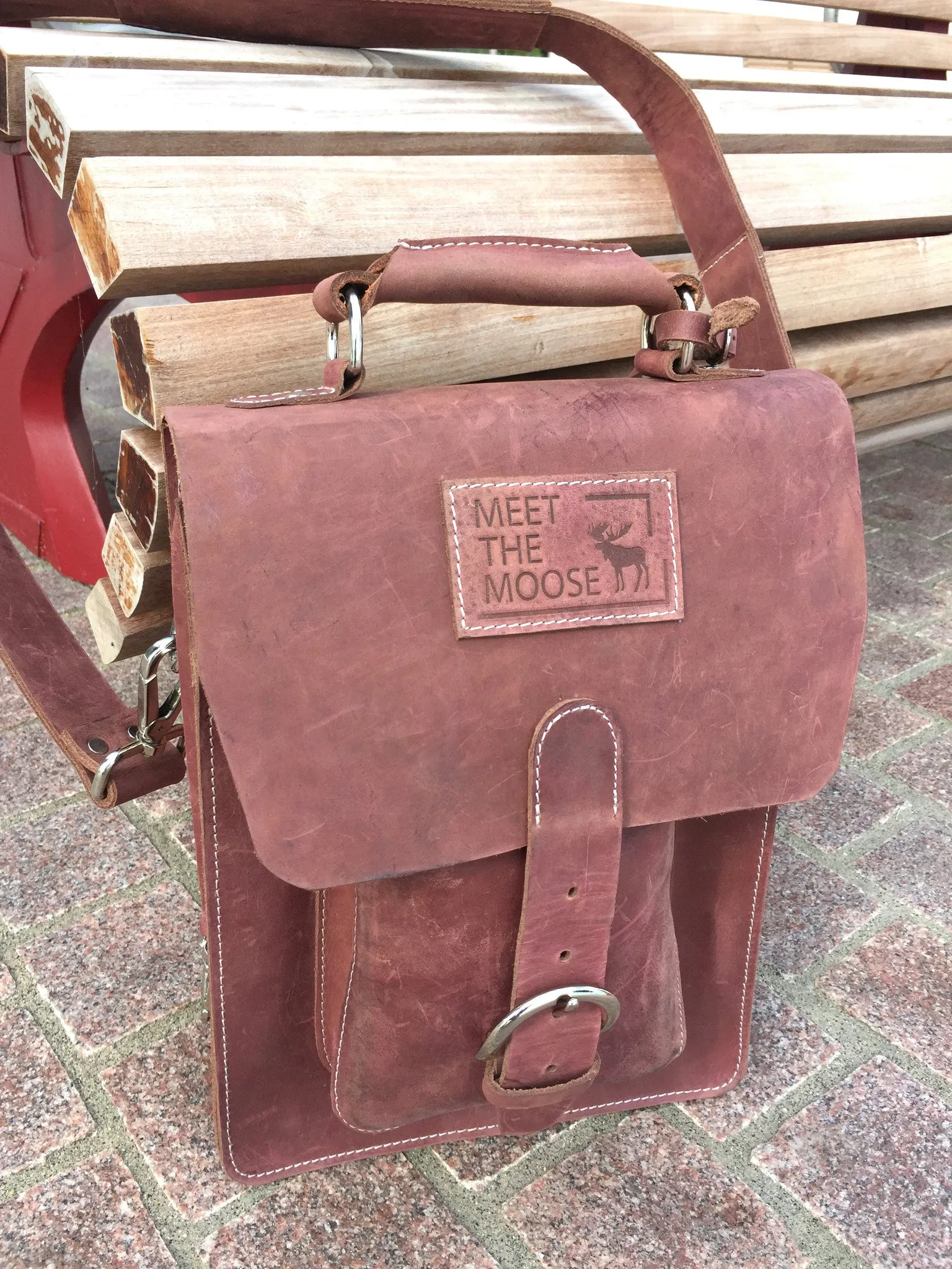 Satchel / Leather Messenger Bag - Reddish Brown