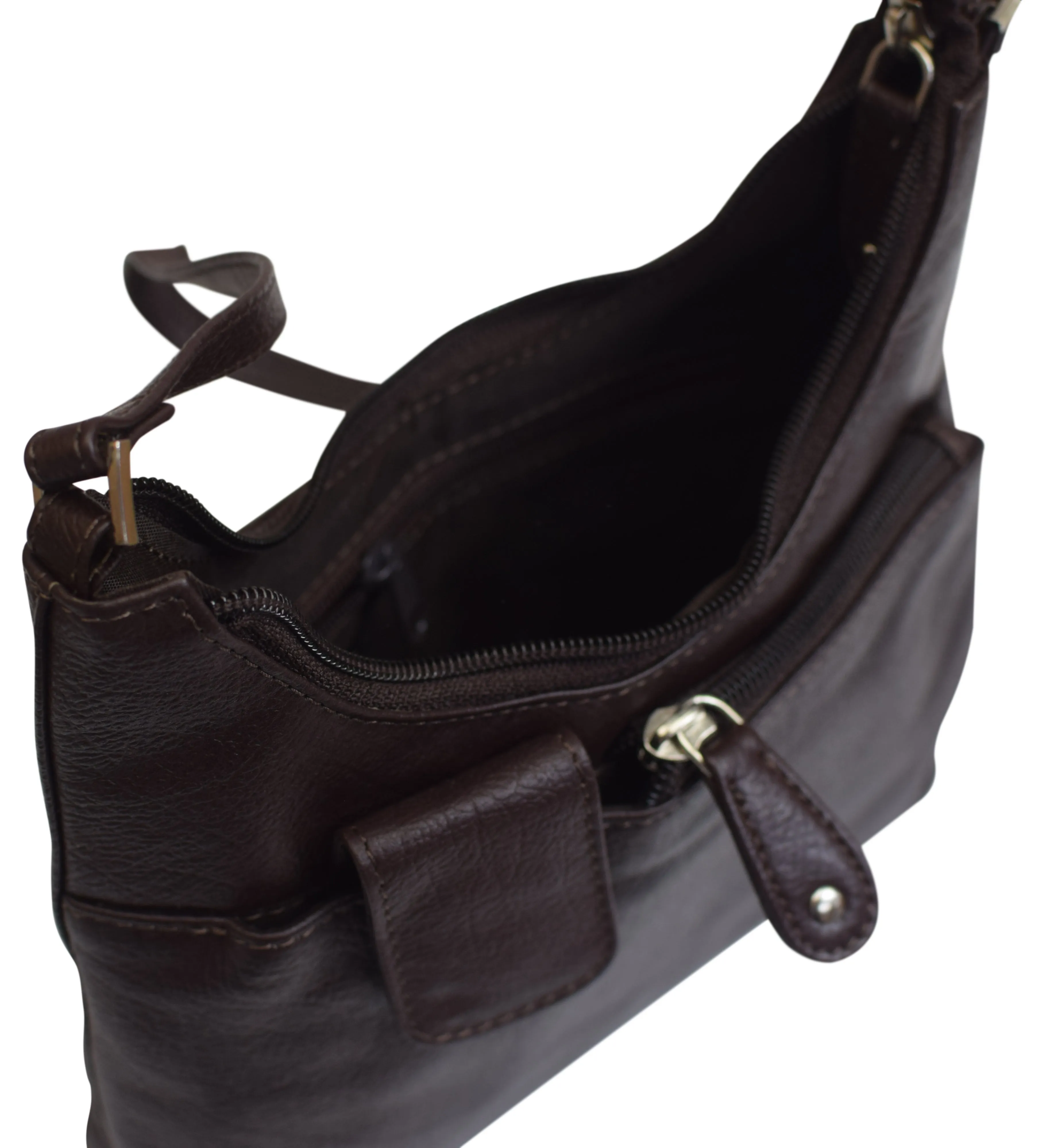 Small Ladies Purse Genuine Leather Multi-Pocket Shoulder Bag for Women