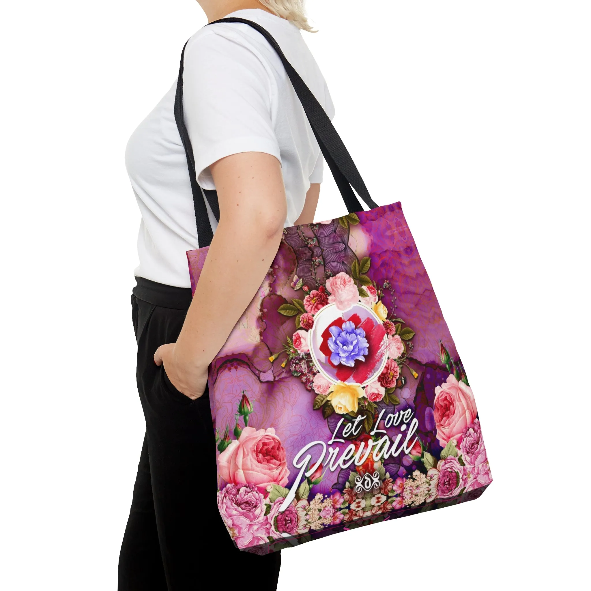 Stand for Love and Unity With Our Floral Tote Bag Sustainable Canvas Beach Bag Pink Floral Handbag | LLP02