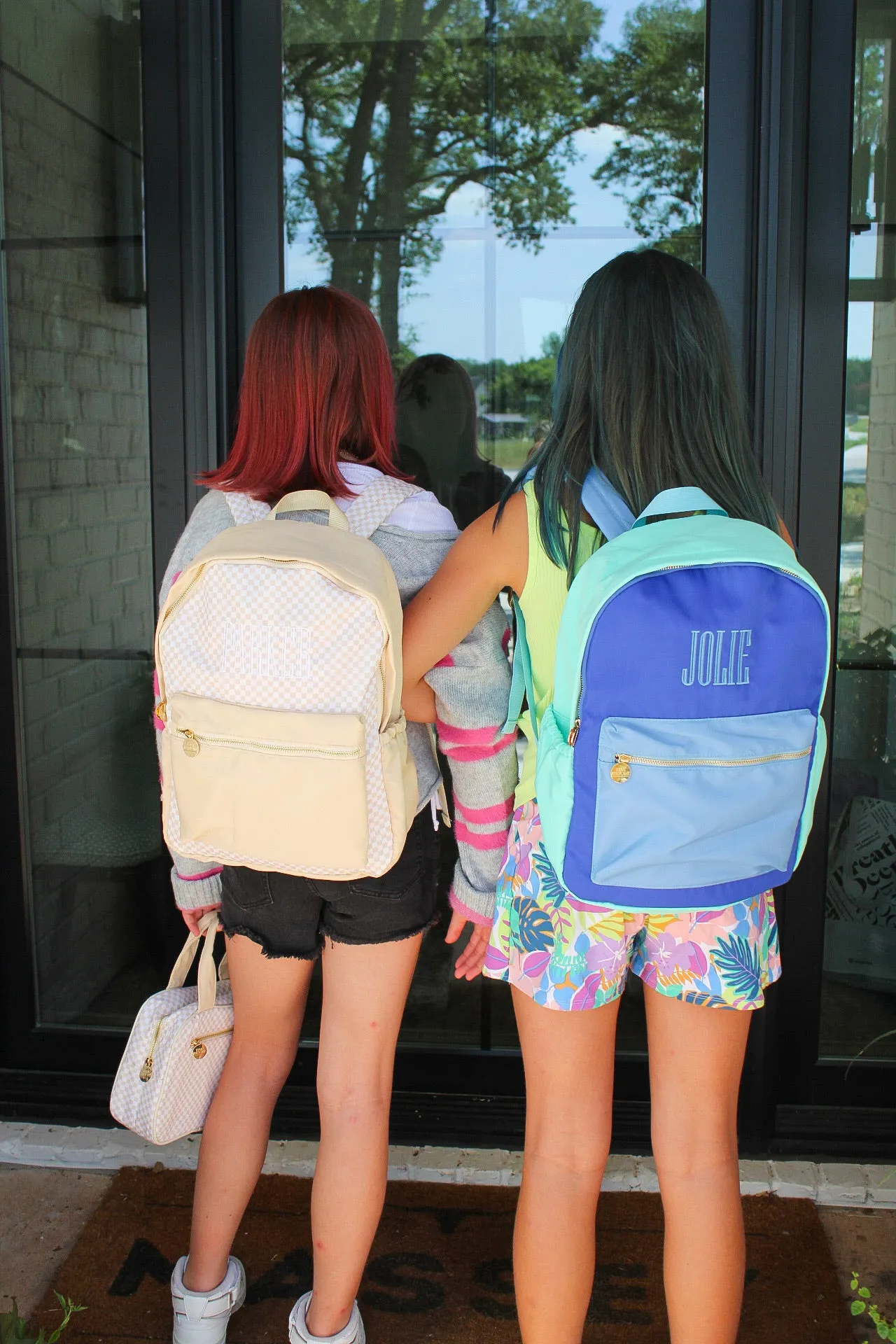 Tan Checkered Backpack