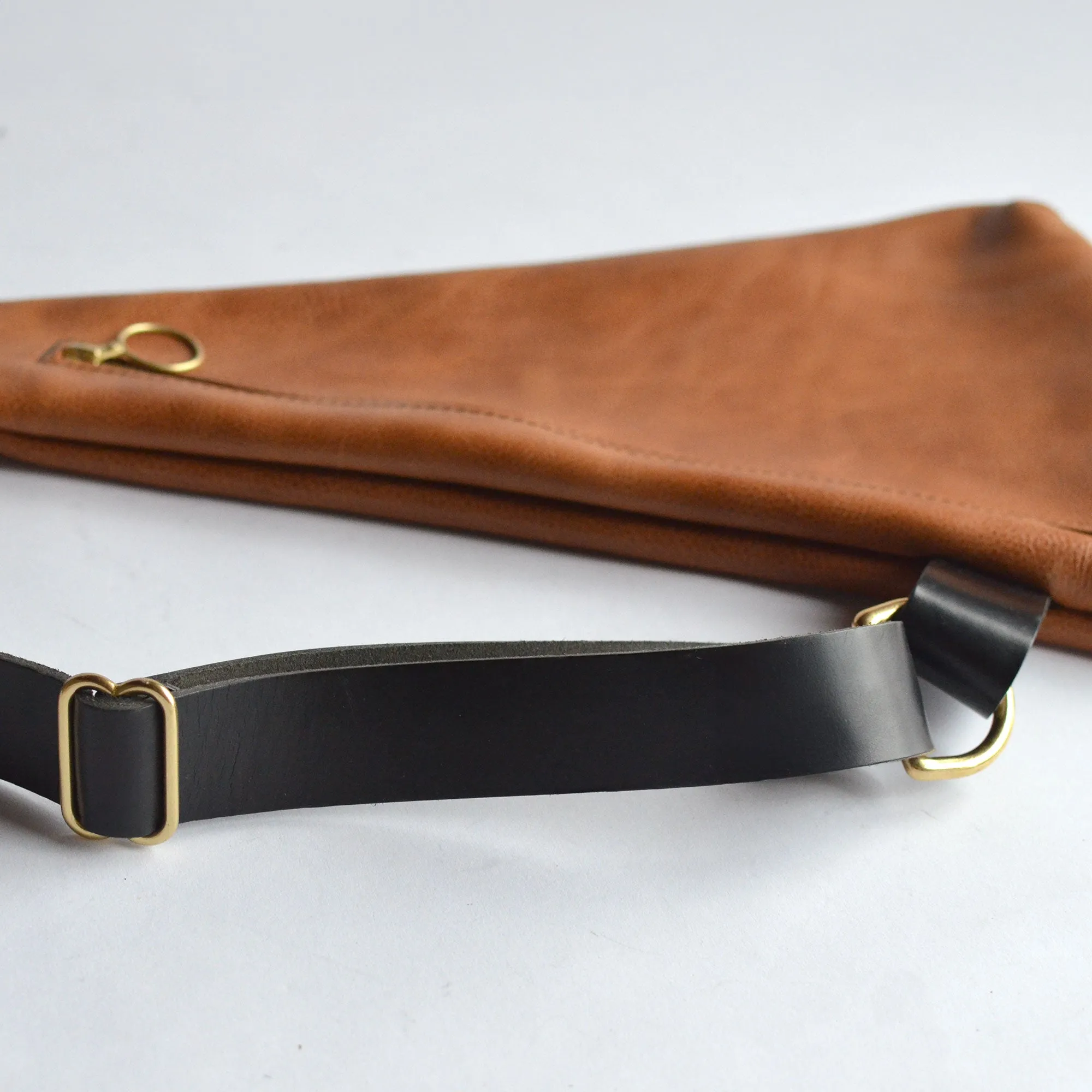 Triangle Sling Bag - Pebbled Navy Blue Slouchy Leather