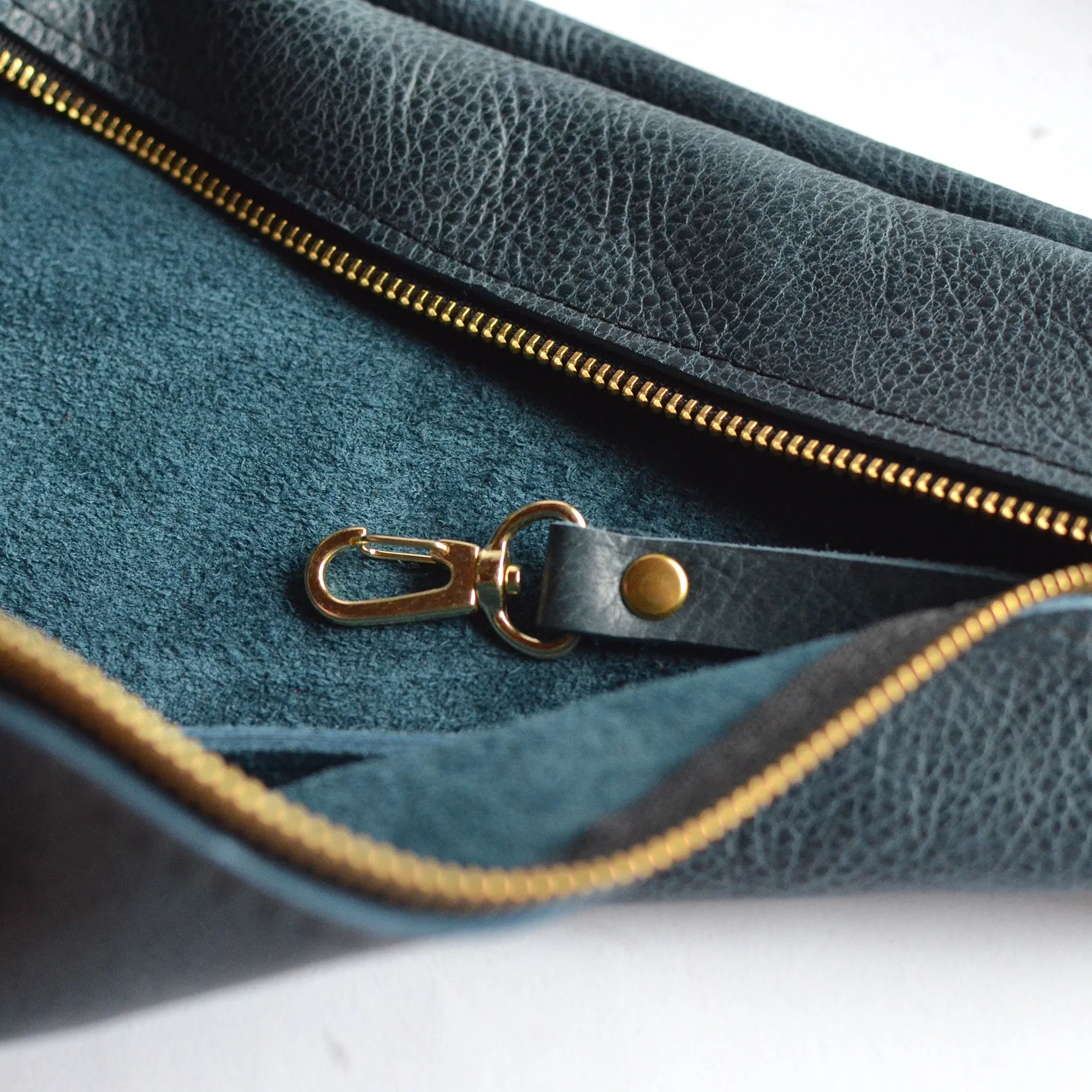 Triangle Sling Bag - Pebbled Navy Blue Slouchy Leather