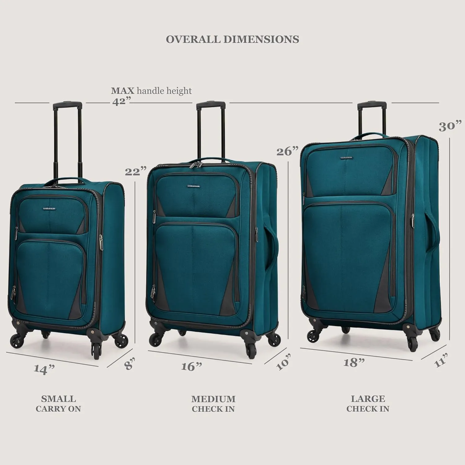 U.S. Traveler Aviron Bay Expandable Softside Luggage with Spinner Wheels, Teal, Carry-on 22-Inch
