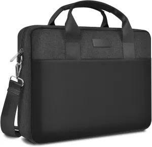 WIWU Laptop Bag 14 Inch, Messenger Bag for Men Business Travel Water-Resistant Laptop Case with Strap, Compatible with MacBook Pro/Dell XPS/HP Envy/Microsoft Surface (Black)