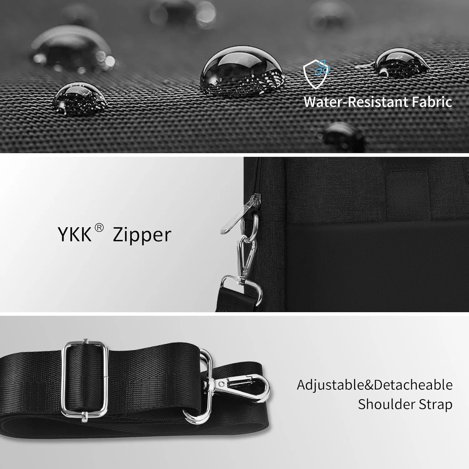 WIWU Laptop Bag 14 Inch, Messenger Bag for Men Business Travel Water-Resistant Laptop Case with Strap, Compatible with MacBook Pro/Dell XPS/HP Envy/Microsoft Surface (Black)