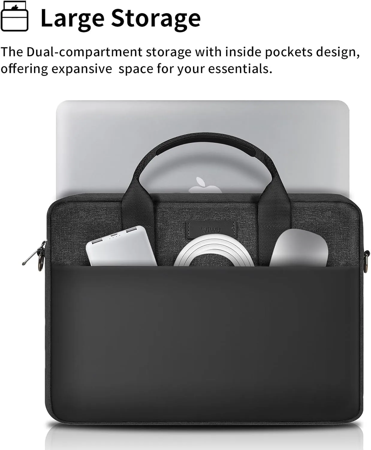 WIWU Laptop Bag 14 Inch, Messenger Bag for Men Business Travel Water-Resistant Laptop Case with Strap, Compatible with MacBook Pro/Dell XPS/HP Envy/Microsoft Surface (Black)