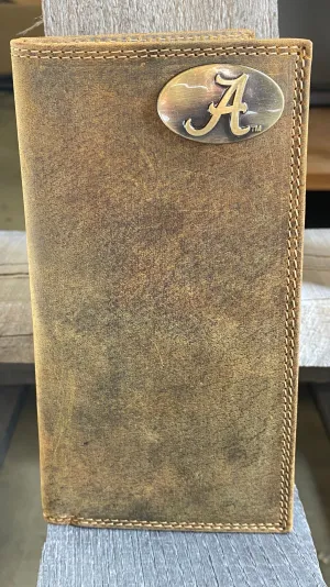 Zep Pro IWT4VINT-UAL University of Alabama Roll Tide Vintage Brown “Crazy Horse” Leather Tall Wallet